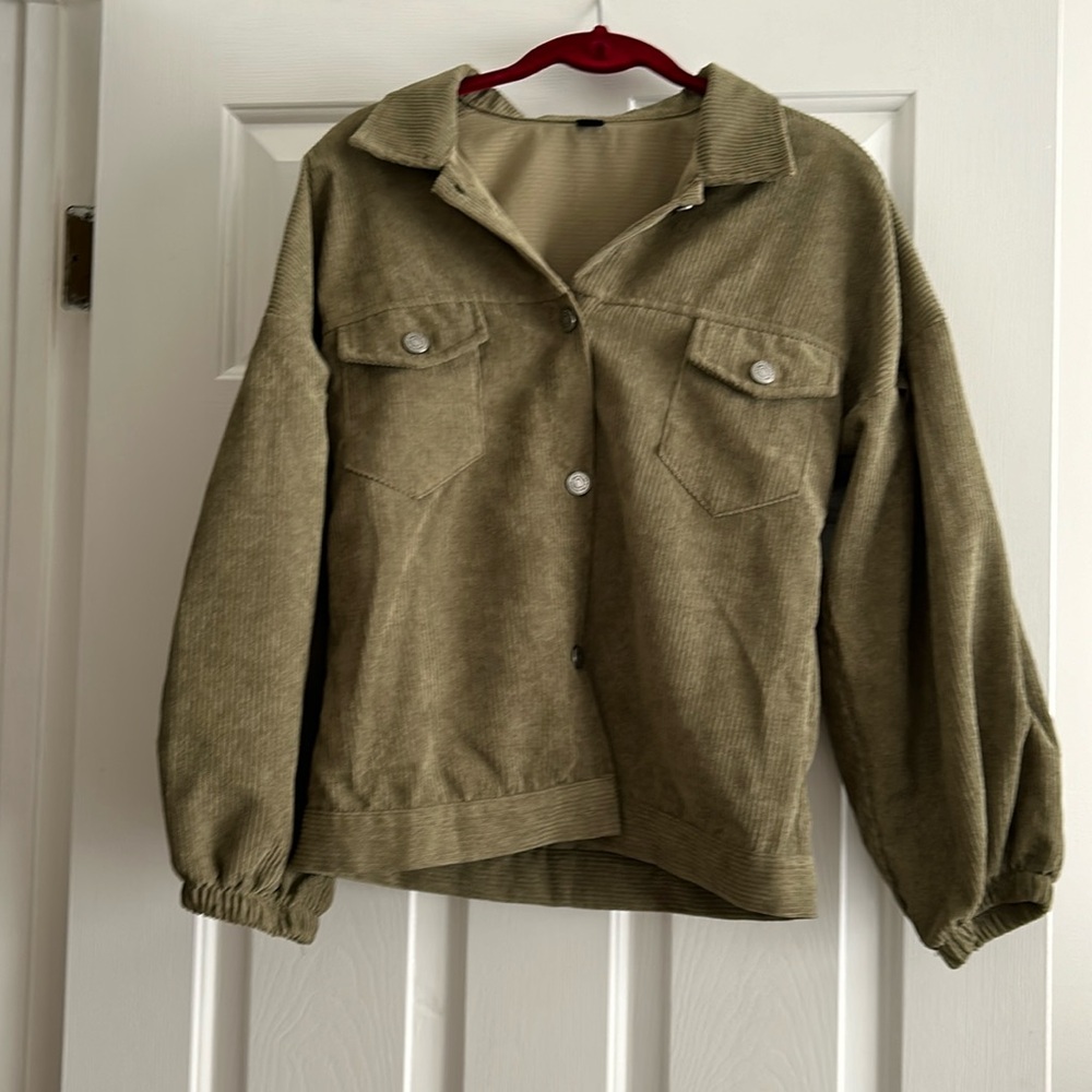 Corduroy- light shacket - Army green color